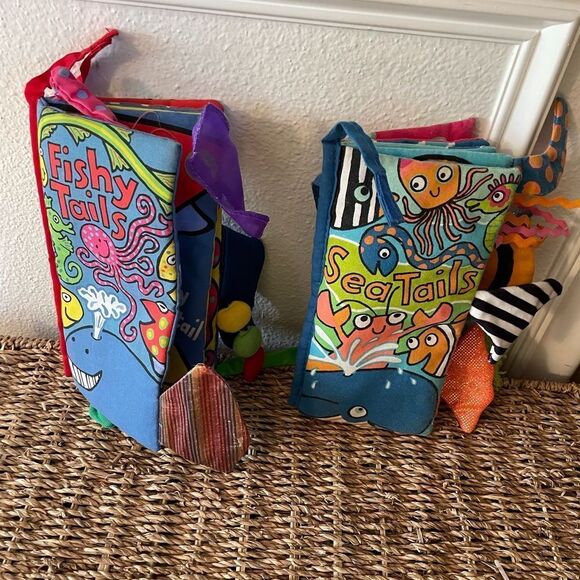 Jellycat Fishy Tails and Sea Tails Soft Kids Books set of 2 - Picture 1 of 16